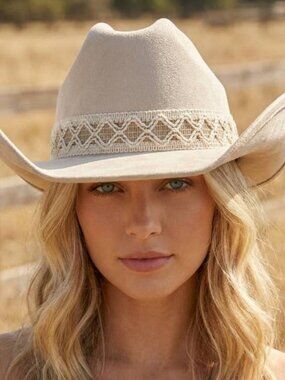 Braided Strap Cowboy Hat Ivory
